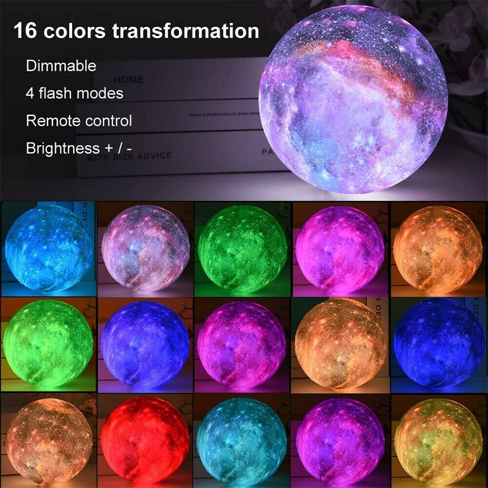 3D Printing Galaxy Lamp Moonlight USB LED Night Lunar Light Touch Color Changing Moon Lamp - NHP - Lapland Glow