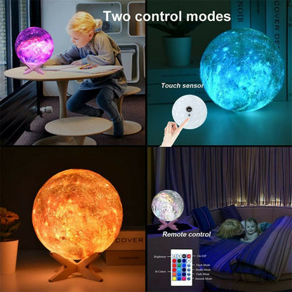 3D Printing Galaxy Lamp Moonlight USB LED Night Lunar Light Touch Color Changing Moon Lamp - NHP - Lapland Glow